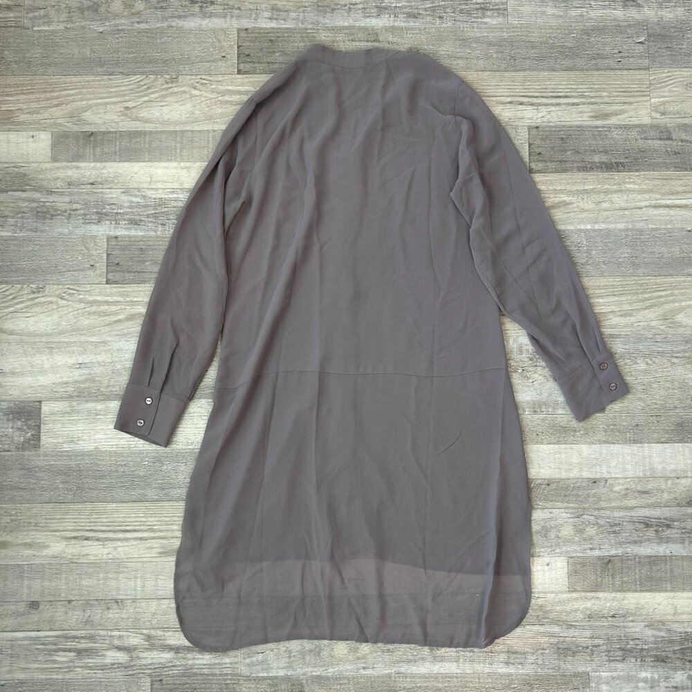 Soft Surroundings Grey Sheer Button Front Long Tunic Long Sleeve R4 - Picture 4 of 4